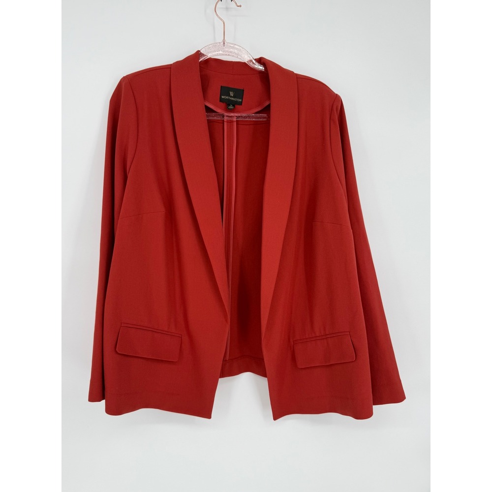 Worthington Women's Blazer Open Front Pockets Rust Career Office Sz 1X